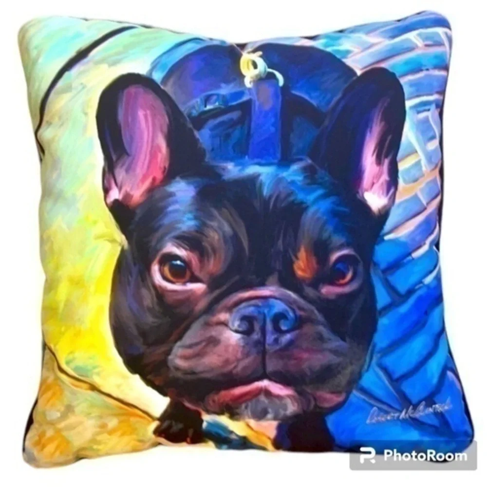 DOG PILLOW | ROBERT McCLINTOCK DECORATIVE 17” THROW PILLOW